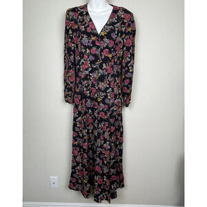 Express Y2K Cottagecore Floral‎ Maxi Dress Size 7/8 USA Rayon Button Down